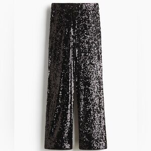 H&M Black Sequin Wide Leg Pants